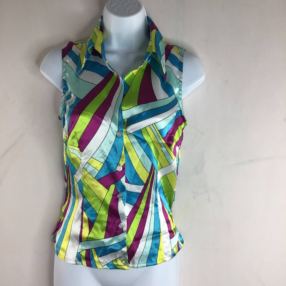 Amisu Multicolor Button Front Casual Blouse Size S